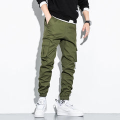 Men's Cotton Cargo Pants Plus Size Sports Drawstring Cargo Pants