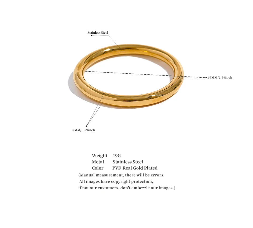 Yhpup 65mm Polished Textured Waterproof Stainless Steel Big Bracelet Bangle Statement Glossy Minimalist Jewelry High Quality