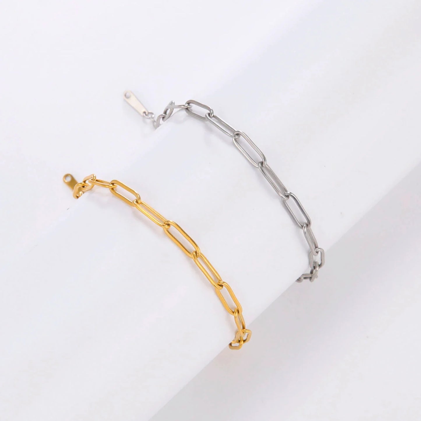 Skyrim Friendship Paperclip Link Chain Men Women Girls Stainless Steel Gold Color Bracelets Minimalist Jewelry Valentine Gift