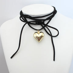 Diy Jewelry Goth Black Velvet 25mm Heart Pendant Choker Necklace for Women