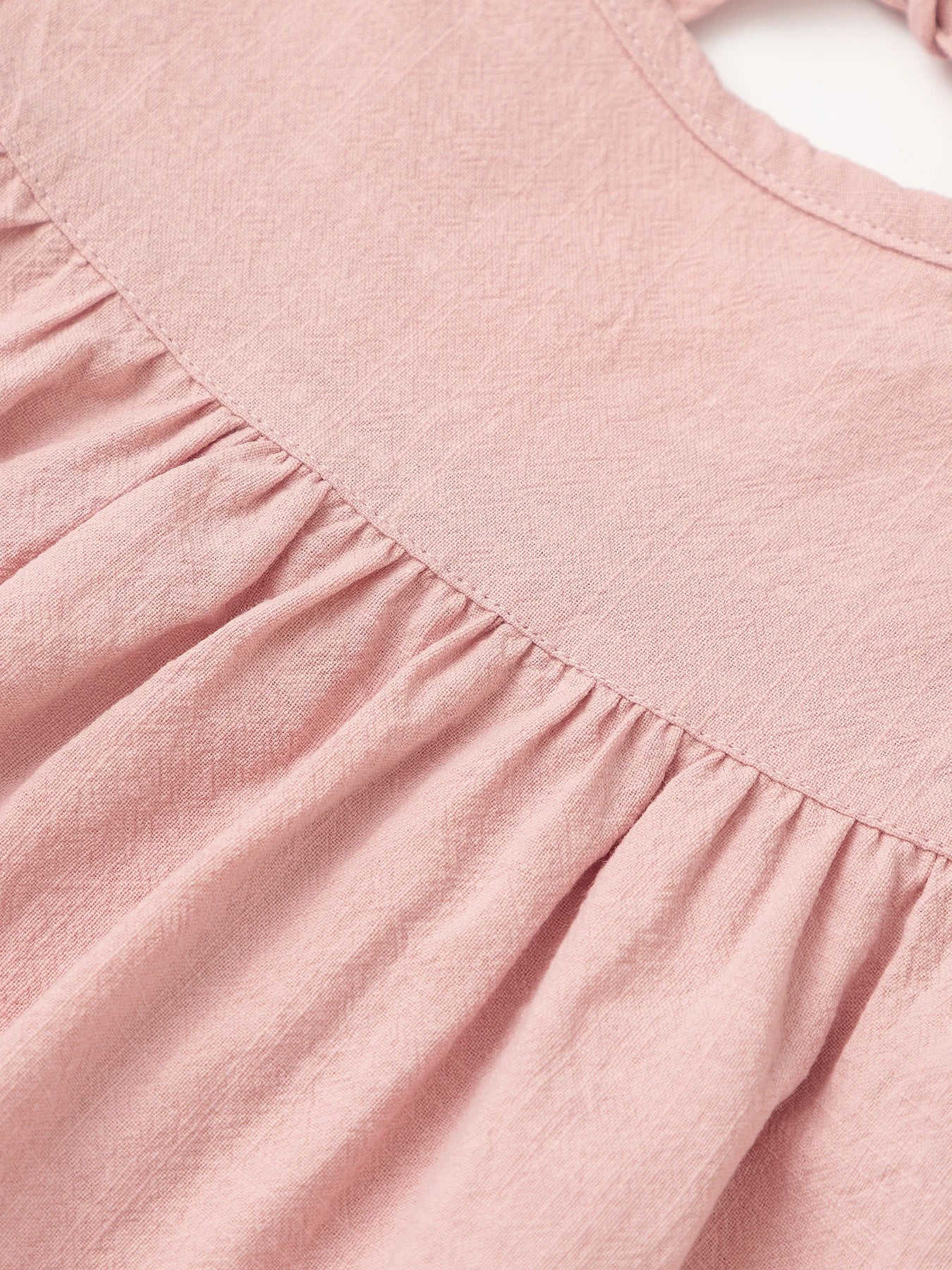 Baby Girls' Flying Sleeve Dress Tie-back Overall Dress Cotton Kids Casual Clothes