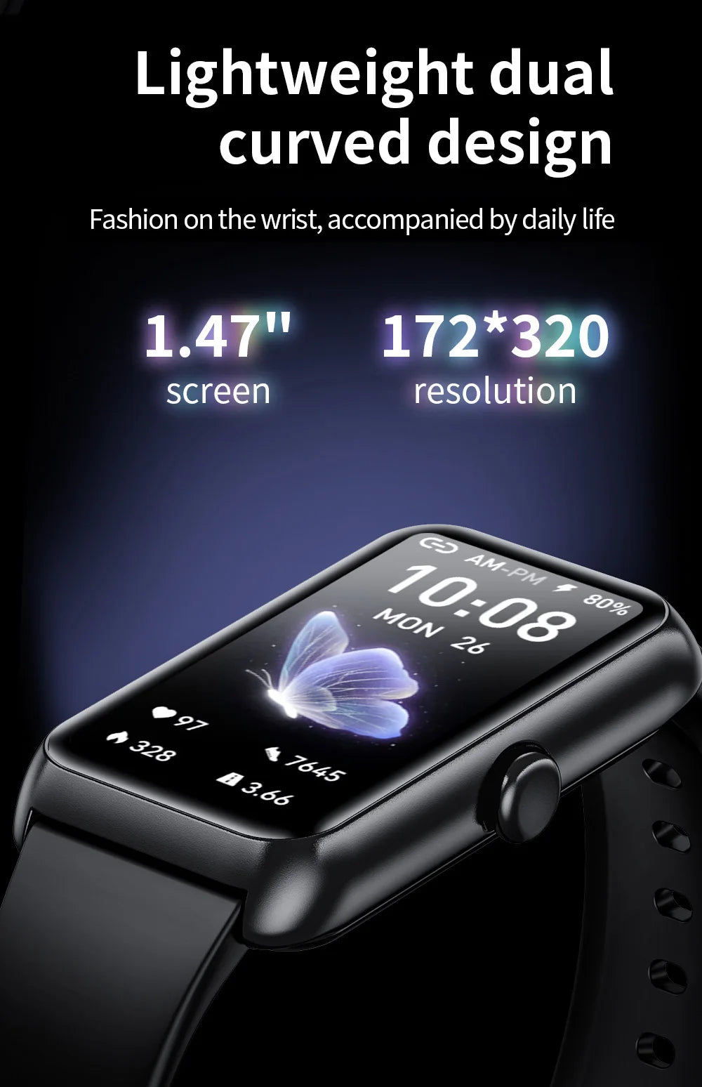 LIGE New Sport Fitness Tracker Smart Bracelet Heart Rate Blood Oxygen Monitor Call Reminder 1.47" Smartwatch Band For Men Women