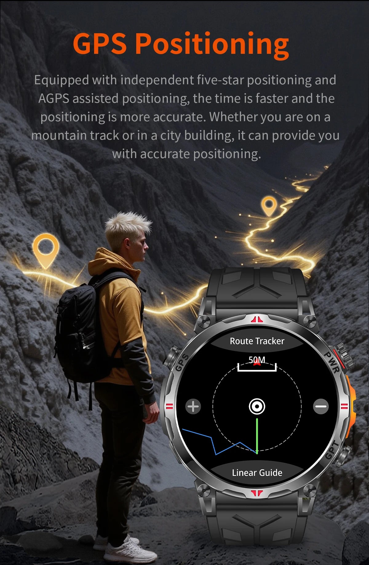 2025New Military GPS Sport Smartwatch Men 650mAh AMOLED Screen Compass Altimeter 10ATM Waterproof Heart Rate Wireless Call Clock