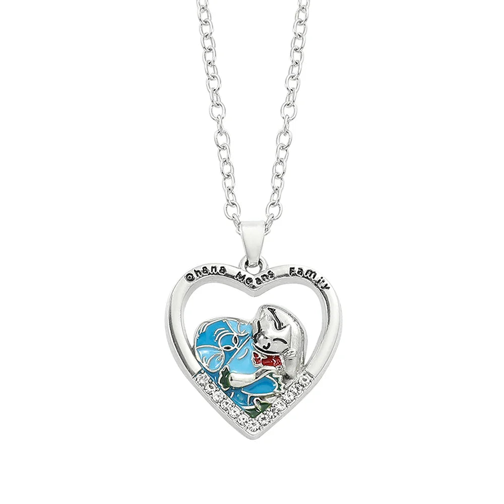 Disney Stitch Cartoon Pendant Necklace Cute Filled Rhinestones Jewelry Personality Sweater Chain Gift for Fashion Lovers