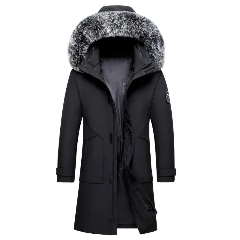 Autumn and Winter Long Men Windproof Coldproof Down Jacket Coats Mens Warm