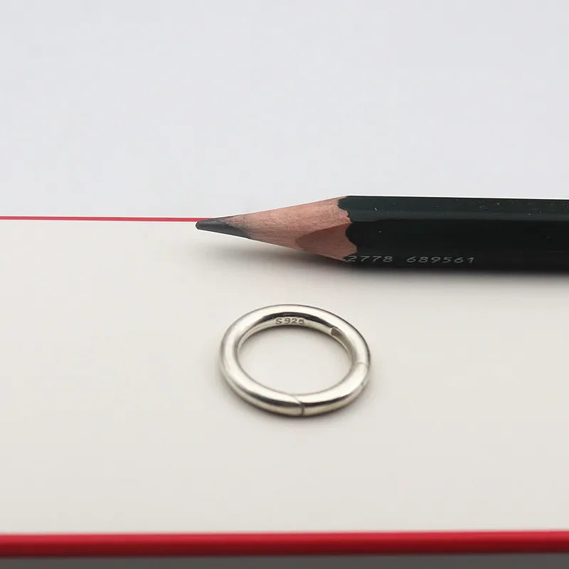 Solid 925 Sterling Silver Spring Ring Round Snap Clip Hooks DIY  Split Rings Small Clamp Clasp for Jewelry Making