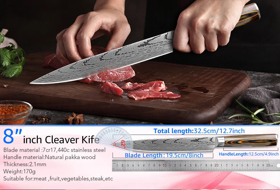 Kitchen Knife Set Chef Knives Japanese 7CR17 440C High Carbon Stainless Steel