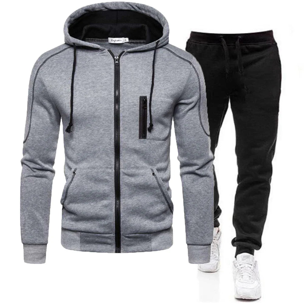 Casual Tracksuit Men Hooded Sweatshirt Outfit Spring Autumn Mens Sets Sportswear 2020 Male Hoodie+Pants 2PCS Jogging Sports Suit