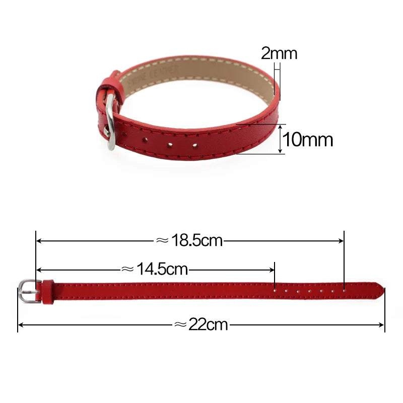 20pcs Real Leather Bracelet Band 8/10mm Width 21cm Length Through Slide Charms Letters Alphabet DIY Jewelry For Women Kids Gift