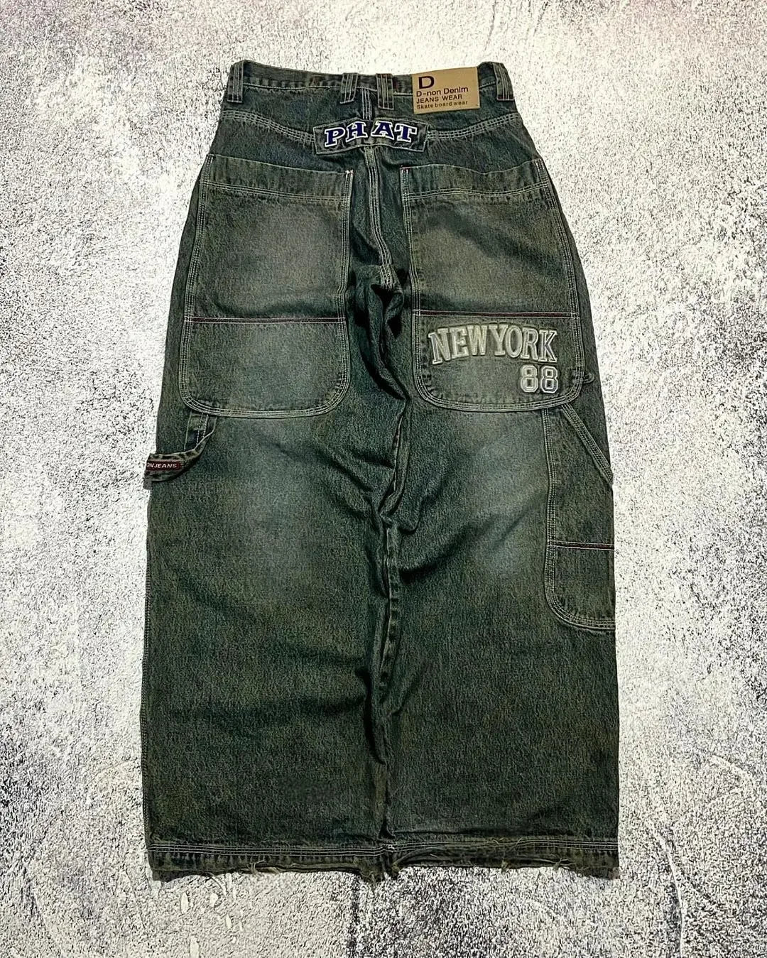 Y2k Aesthetic Vintage Straight Baggy Letter Print Women Man Jeans High Street