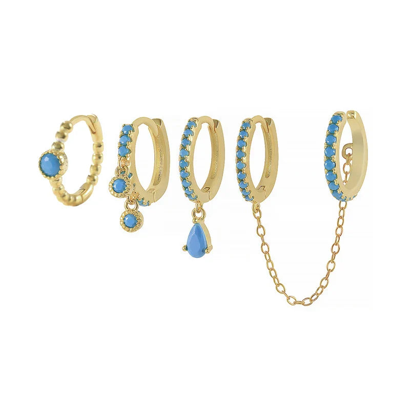 ROXI Ear Jewelry Set Water Drop Suit Earrings For Women Fashion Tassel Hoop Earring Piercing Pendientes Casual Street Jewelry