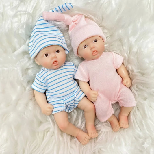 6Inch /15CM Mini Adorable Whole Solid Silicone Reborn Doll Painted Realistic Handmade Reborn Dolls For Kid's Gift Bebê Reborn