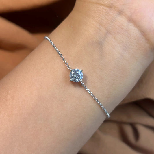 Certified 1CT Moissanite Solitaire Bracelets for Women Real Silver S925 Classic Lab Diamond Adjustable Wrist Chain Jewelry Men