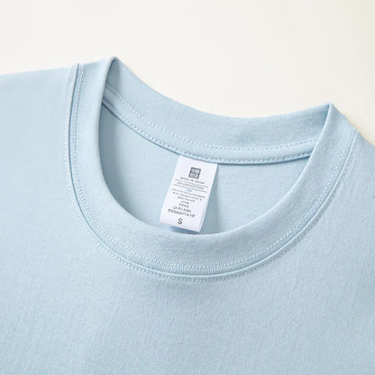 230g Men's Oversized Thick Round Neck T-shirt Summer Short Sleeved T-shirt Pure Cotton Solid Color Top Casual Versatile T-shirt