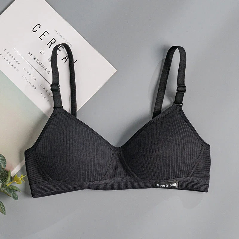 Women Underwear Cotton Bra Seamless Gathered Push Up Comfortable Soft