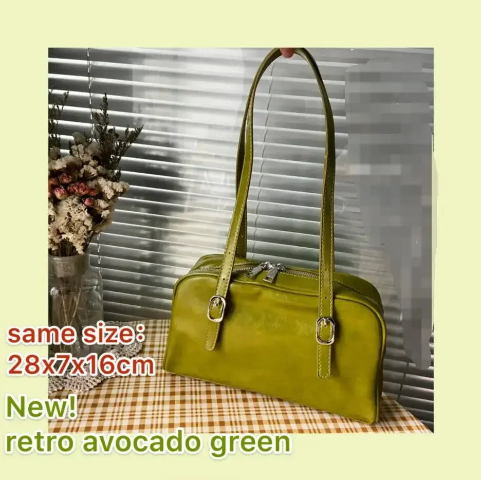 Fashion Women Green Big Shoulder Bags PU Leather Female Purse Handbags