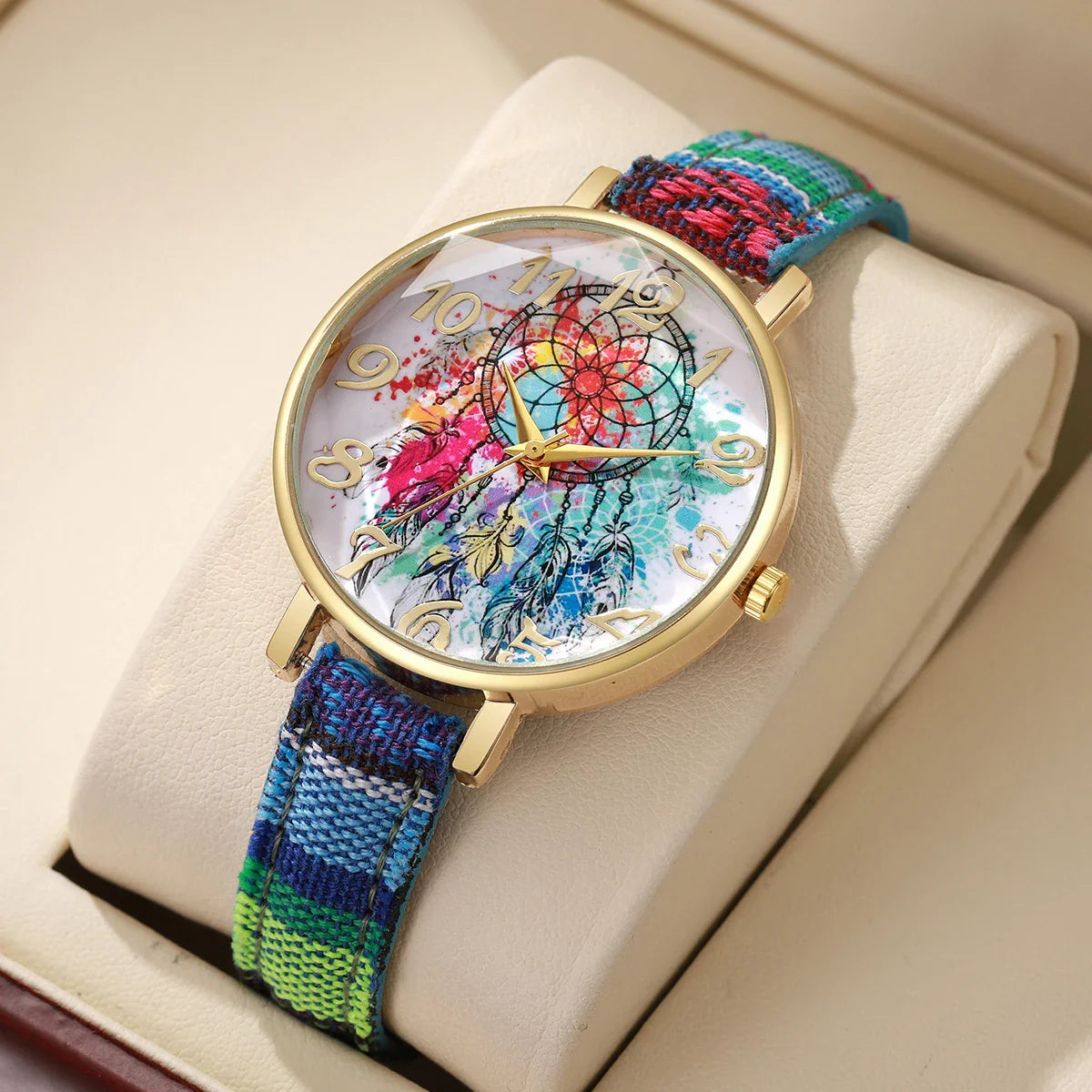 1/2/3/5PCS Fashion Women Watches Vintage Flowers Printed PU Strap Quartz Watch for Women Clock Gift Reloj Mujer（Without Box）