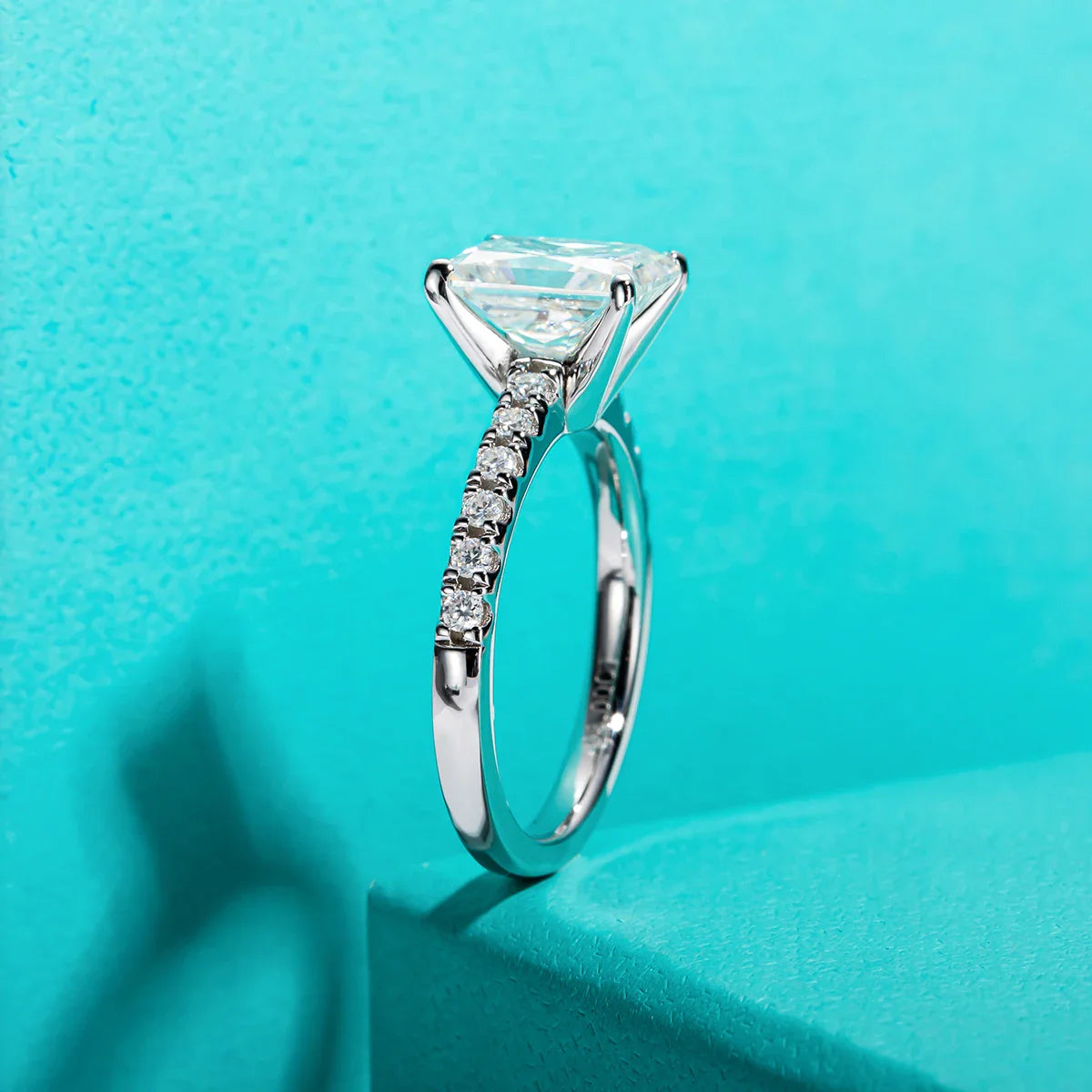 AnuJewel 3ct D Color Radiant Cut Moissanite Engagement Gold Plated 925 Sterling Silver Rings For Woman Customs Jewelry Wholesale
