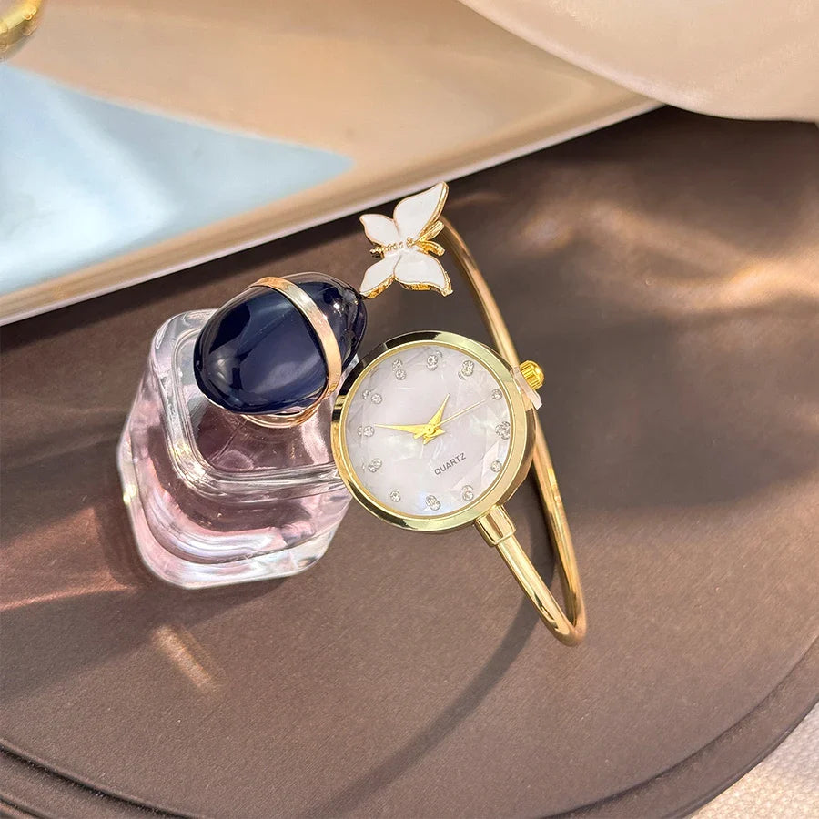 Romantic Butterfly Open Bracelet Luxury Fashion Ladies Quartz Watch Elegant Simple Wristwatch New Model Bestseller