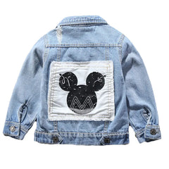 Baby Boys Girls Mickey Mouse Denim Jacket Coats Children Fashion Cool Clothes Cartoon Spring Auutmn Cotton Outerwear Clothing