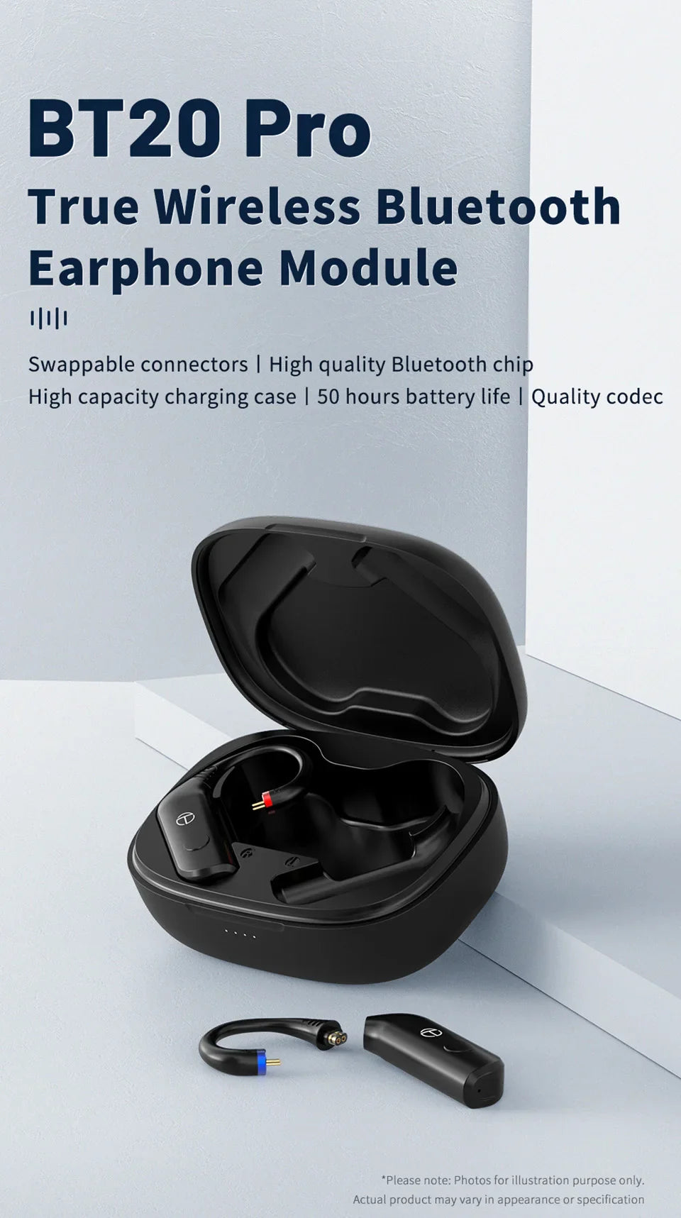 TRN BT20 PRO Wireless Bluetooth 5.3 HIFI Earphones Module Upgrade Cable Replaceable For air pods Conch 0.75 0.78 mmcx 2pinsqdc