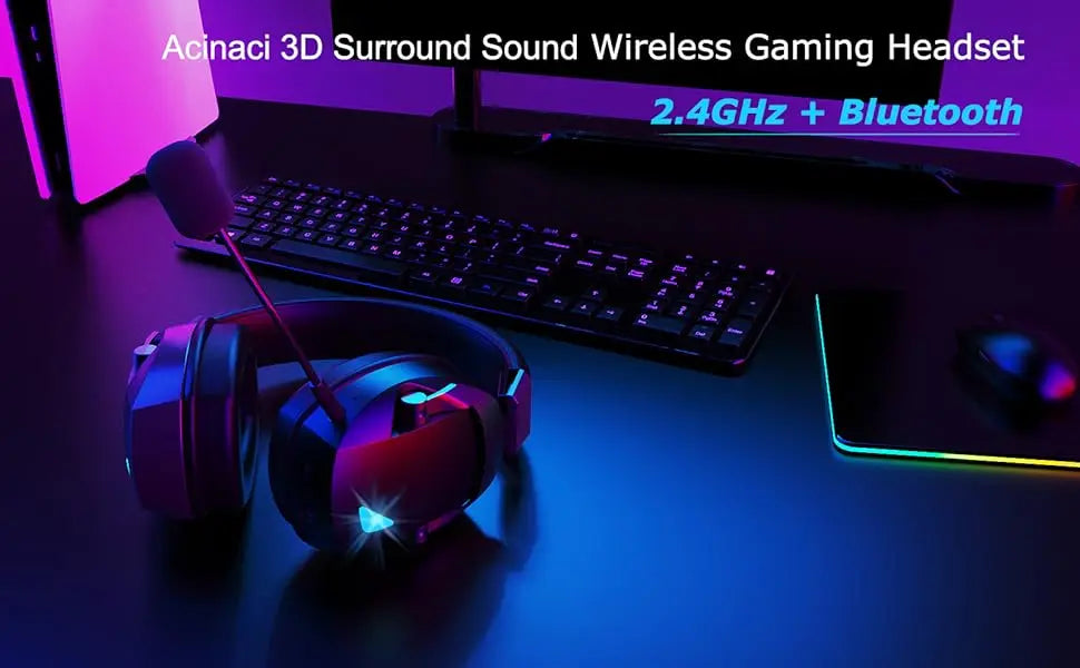 Acinaci 2.4GHz Wireless Gaming Headset for PS5, PS4 Gamers, PC, Nintendo Switch, Bluetooth Gaming Headphones and microphone