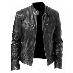 Top Layer Vintage Leather Clothes Men's Stand Collar Motorcycle Clothes