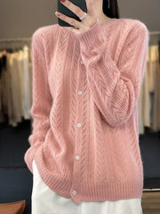 Wool Cardigan Womens Clothing O-neck Sweater Mujer Long Sleeve Tops Knitwears