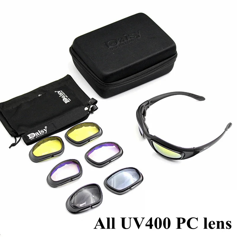 Sunglasses Men Airsoft Hunting Shooting Glasses UV400 Protection  Desert