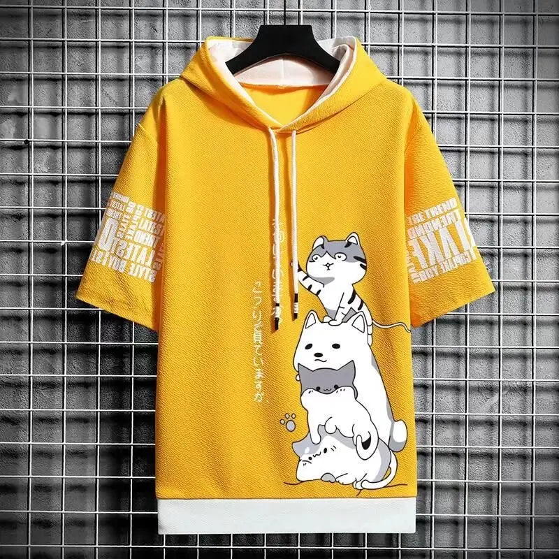 Japan Fashion Men's Hoodies Summer Men Clothing Cartoon Casual Harajuku Streetwear