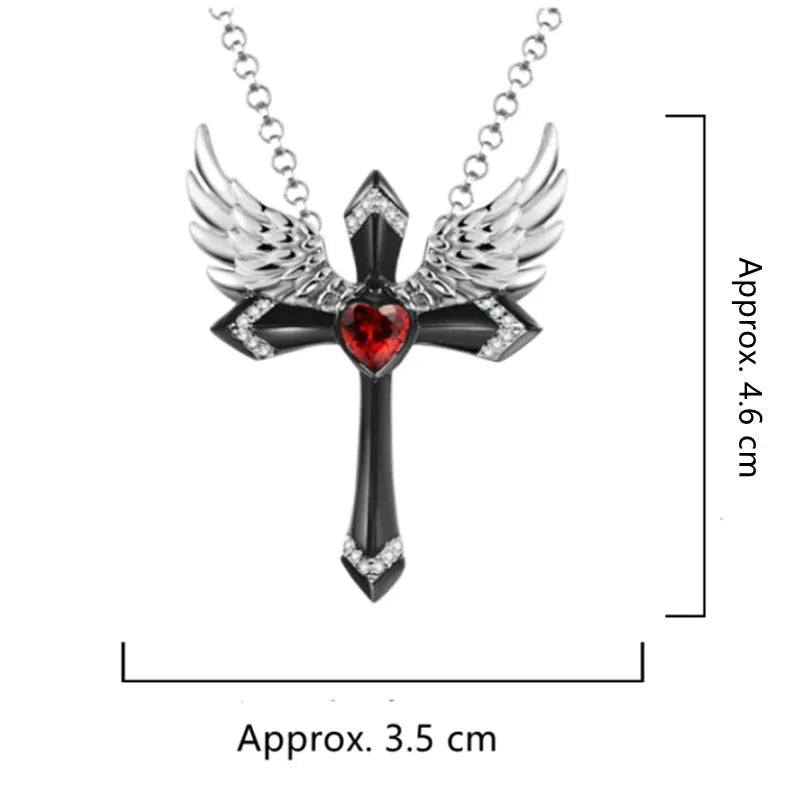 Classic Income Fashion Angel Wings Pendant Necklace Ladies Cross Guardian Jewelry