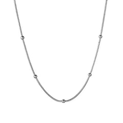 925 Sterling Silver Round Bead Necklace Minimalist Charm Collarbone Chain