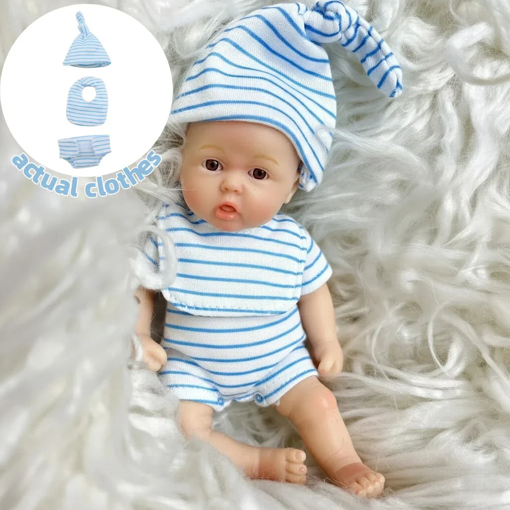 6Inch /15CM Mini Adorable Whole Solid Silicone Reborn Doll Painted Realistic Handmade Reborn Dolls For Kid's Gift Bebê Reborn