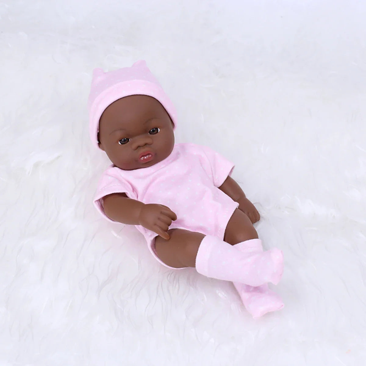 Black American Reborn Dolls Cute Mini 20cm Baby Bebe Doll Toys Full Body Vinyl Soft Girl Doll Reborn Baby Doll Toys Gift
