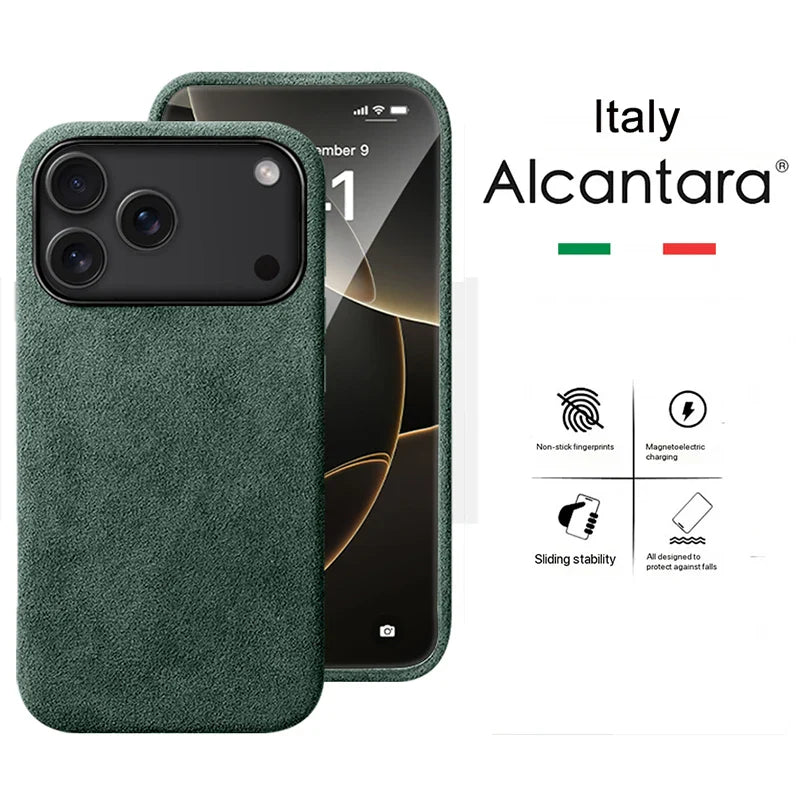 100% Italian Alcantara Magnetic Case for iPhone 17 Pro Max Air Luxury Magsafe Cover Leather Phone Cases for iPhone 17Pro 17Air