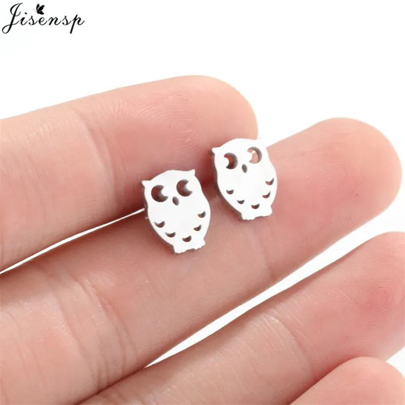 Mini Stainless Steel Earings Fashion Jewelry Cute Heart Music Leaf Bunny Sun Stud Earrings for Women Lion Ear Studs Pendientes
