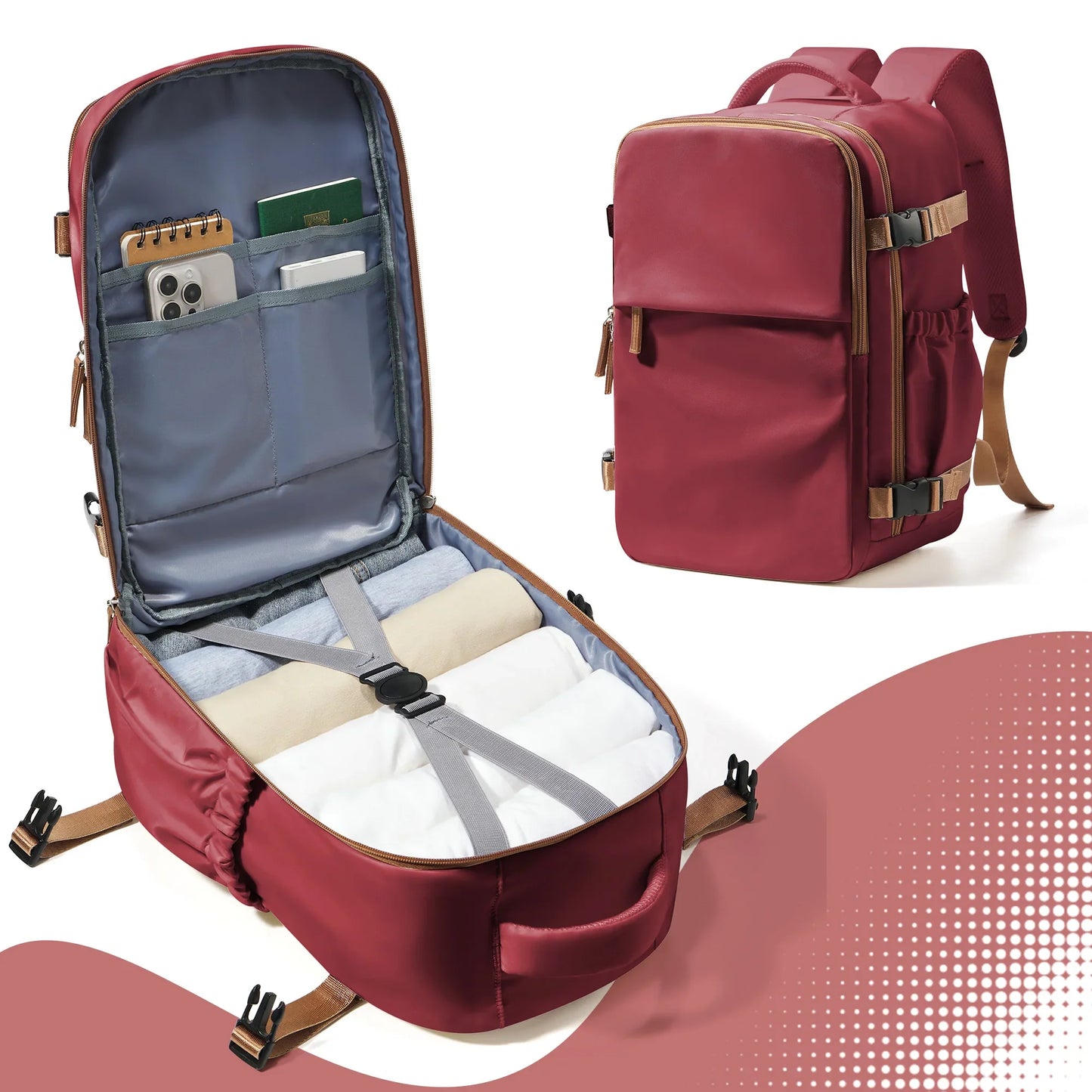 Travel Backpack Cabin Bag 40x26x18 Wizzair Carry-Ons, Aeroplane Men Women 15.6 inch Laptop Backpack, Waterproof Casual Bussiness