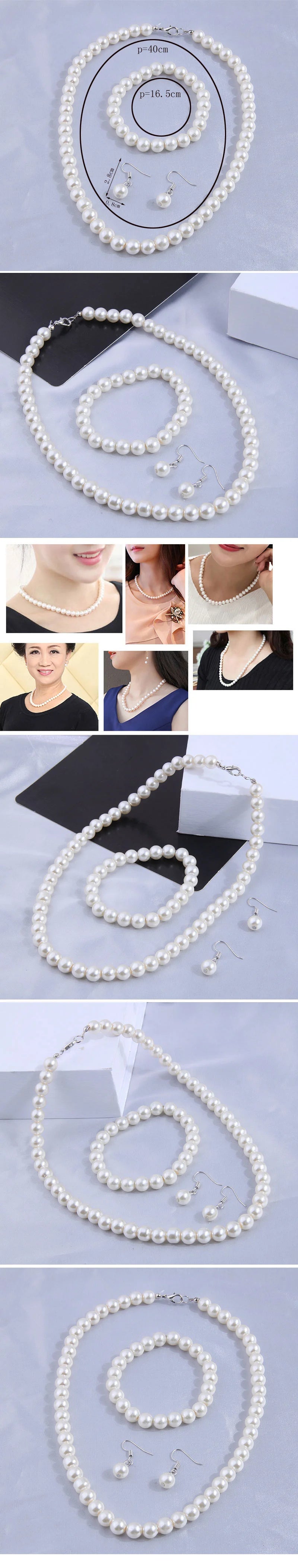 Vintage Simulated Pearl Jewelry Sets for Women Fashion Statement Necklace