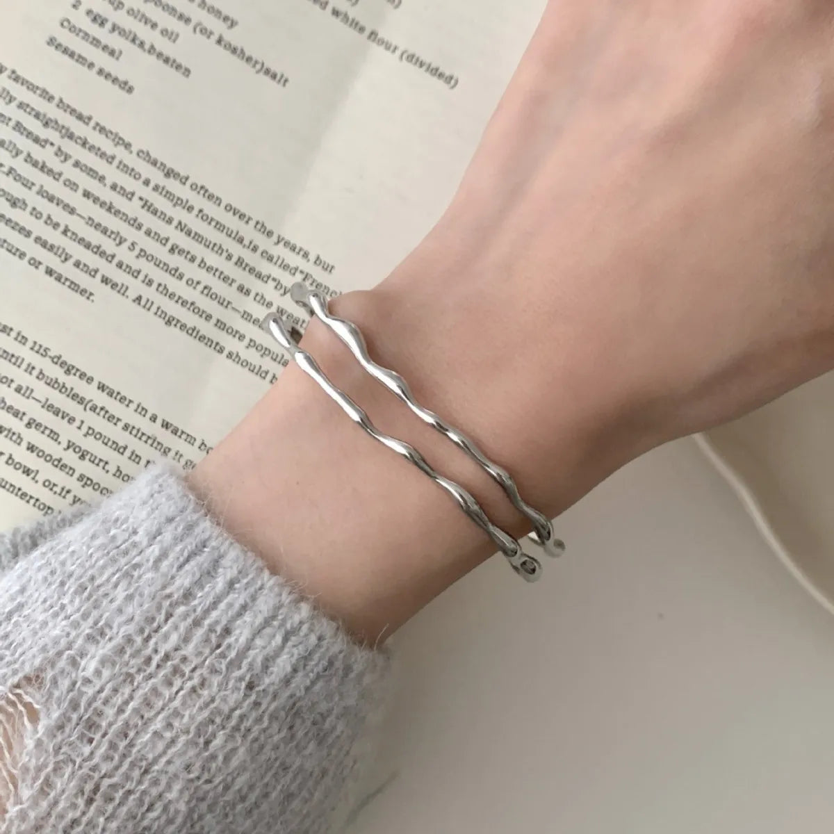 925 Sterling Silver Bangle Bracelet 2 Balls Geometric Polished Punk Stackable For Woman Girl Jewelry Gift Dropship Wholesale