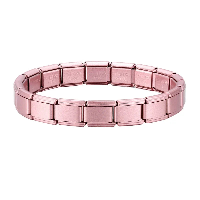 New Women's Men's Jewelry DIY 9MM Width Italian Elastic Charm Bracelet Solid Color Stainless Steel Fashion Bangle