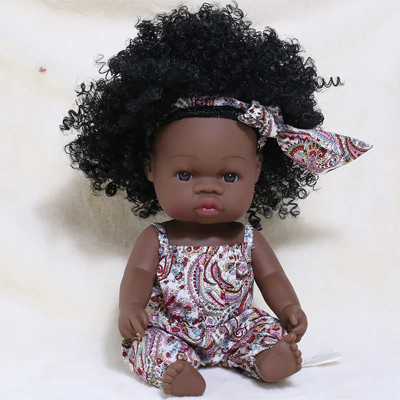 14inch Full Body Vinyl Bebe Reborn Dolls Soft Lifelike Baby Toys American Reborn Black Baby Doll Vinyl Baby Doll Toys Girls Boys