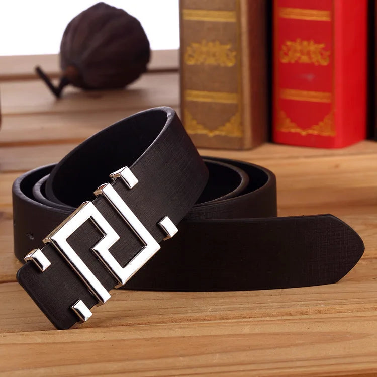 Men's and Women's Casual Fashion Belt  Korean Version Gold Buckle Belt Trendy I-shaped Buckle Belt