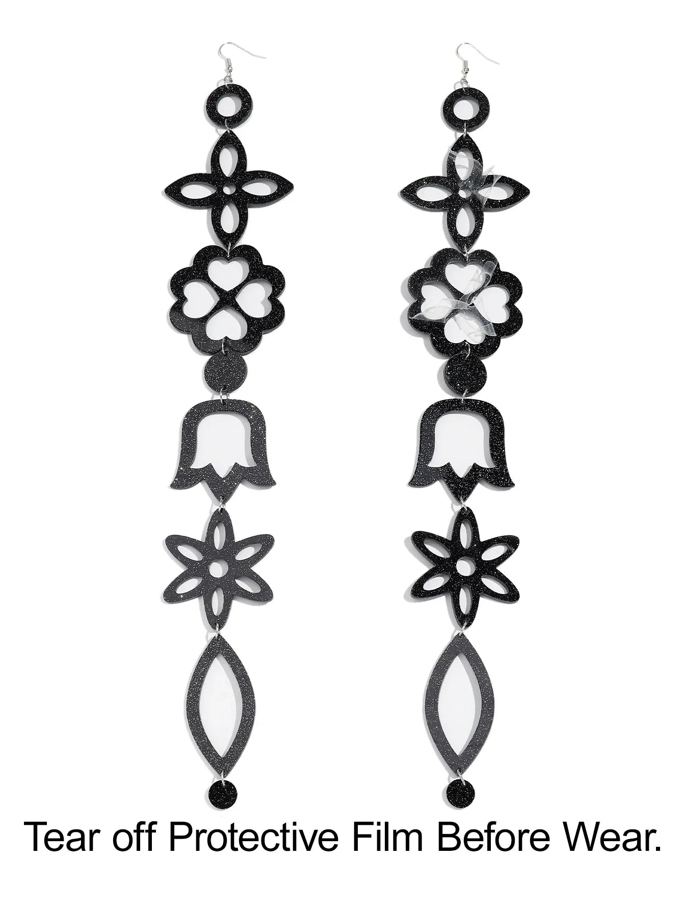 Extra Long Irregular Geometric Acrylic Drop Earrings Exaggerated Flower Bell Pattern Pendant Earring for Women Punk Jewelry Gift