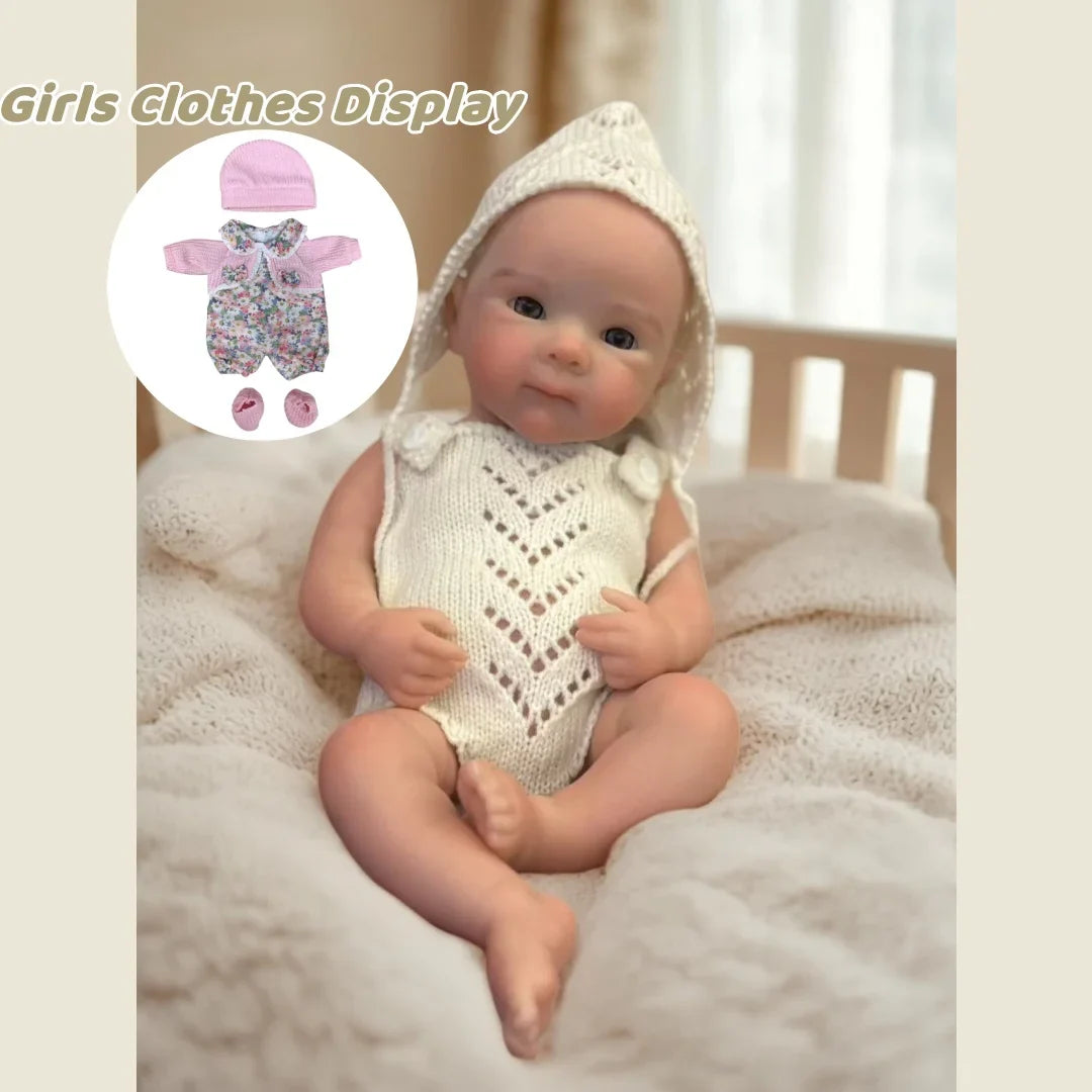 Open Mouth 13Inch Bettie With 2 Sets Clothes Solid Silicone Bebe Reborn Girl Handmade Painted Skin Soft Touch Newborn Girl Dolls