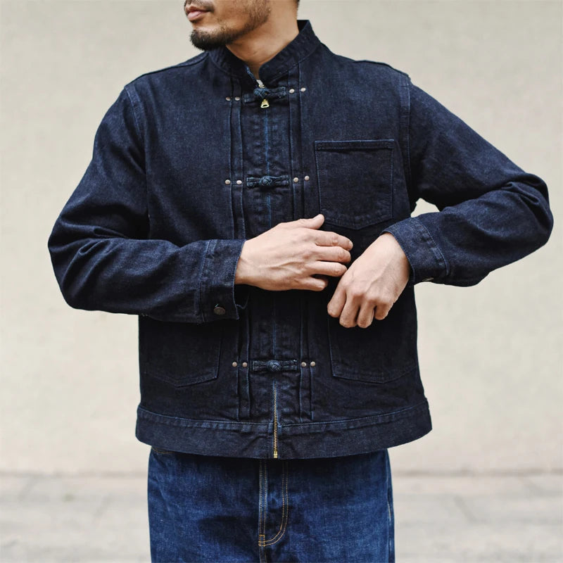 Mans Jacket Indigo Selvedge Denim Jacket Jean Jacket Men Vintage Chinese