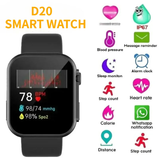 D20 Smart Watch Sport Fitness Tracker Pedometer Smartwatch for Men Women Digital Wristwatch