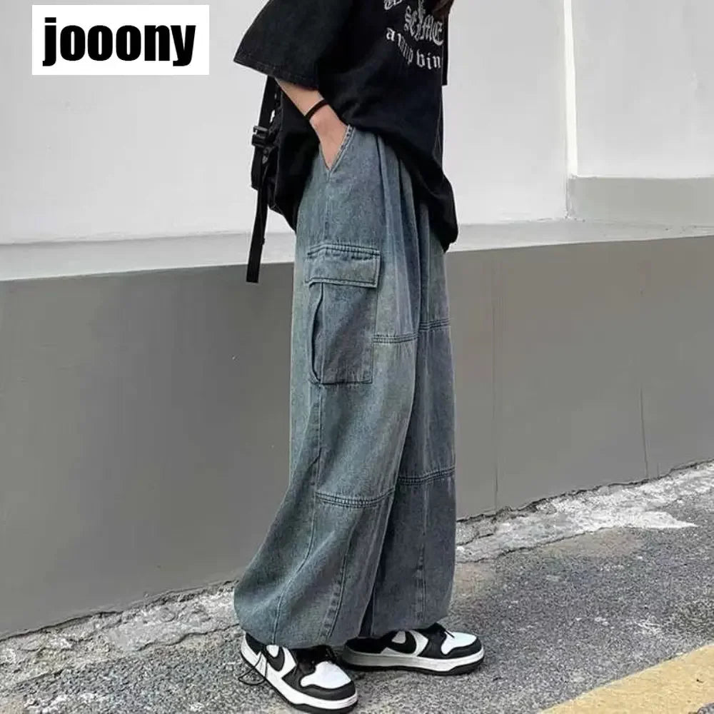 Trousers y2k baggy jeans for men Wide leg Pants Pockets