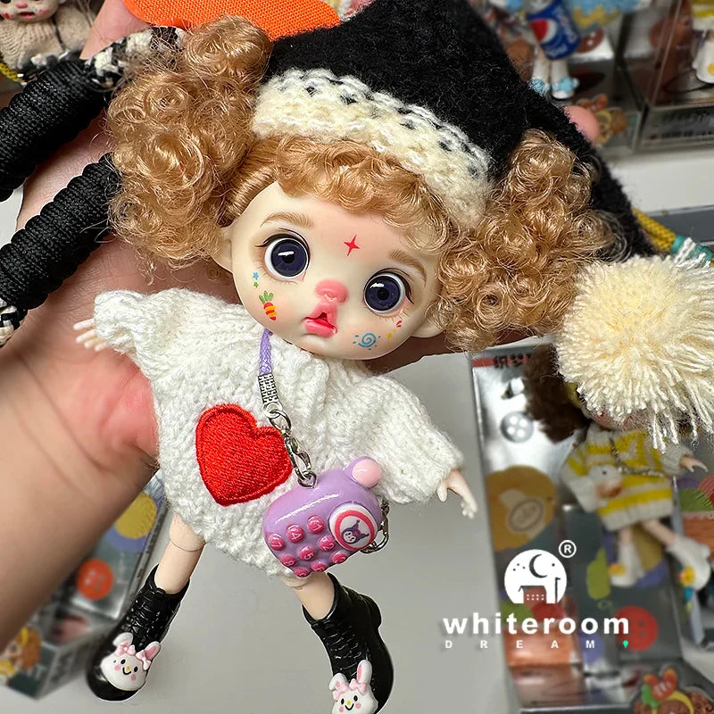 bjd doll Dolls for girls 13cm Labbu doll pocket mini blyth girl Doll Barbi Cry Baby Ball jointed doll Mobile phone Decoration