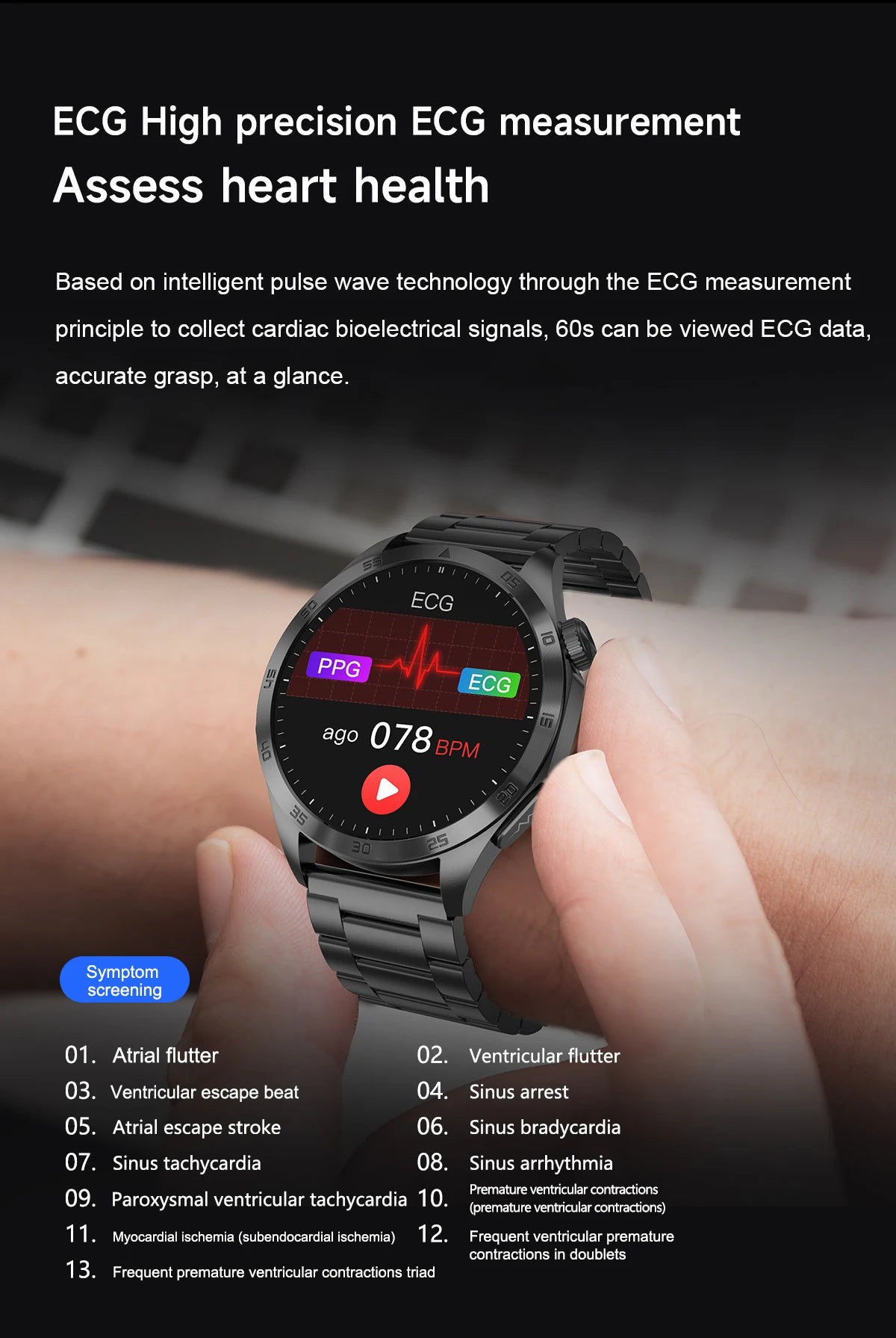 GUHUAVMI NEW Fashion Health Expert Laser iagnosis Smart Watch Men ECG+PPG Three highs  Blood Pressure Heart Rate HD Call Watches