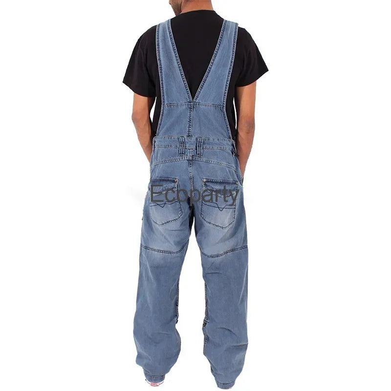 Jeans Plus Size Casual Overalls Suspenders Jumpsuit Man Loose Work Pants